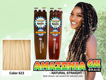 Load image into Gallery viewer, Amazonia 6X 54 inch color 613 – model and packaging with bottom-left swatch