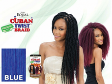 Load image into Gallery viewer, Cuban Twist 16" color BLUE: style, package and matching swatch