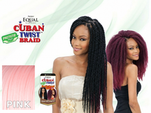 Load image into Gallery viewer, Cuban Twist 16" color PINK: style, package and matching swatch