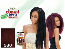 Load image into Gallery viewer, Cuban Twist 16" color 530: style, package and matching swatch
