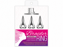 Load image into Gallery viewer, BTL Professional Adjustable Braider Rings Silver 3 Piece Pack
