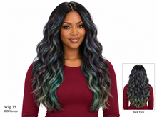 Load image into Gallery viewer, Wig 35 — RB/Green — front and back views

