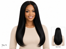 Load image into Gallery viewer, Wig 74 1, front view with bottom-right back-view inset
