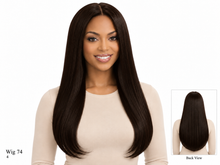 Load image into Gallery viewer, Wig 74 4, front view with bottom-right back-view inset
