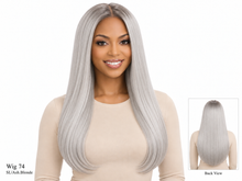 Load image into Gallery viewer, Wig 74 SL/Ash.Blonde, front view with bottom-right back-view inset
