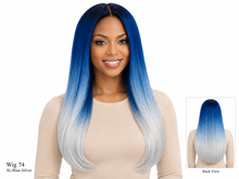 Load image into Gallery viewer, Wig 74 SL/Blue.Silver, front view with bottom-right back-view inset
