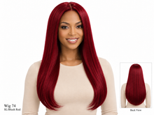 Load image into Gallery viewer, Wig 74 SL/Blush Red, front view with bottom-right back-view inset
