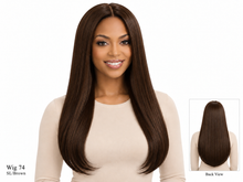 Load image into Gallery viewer, Wig 74 SL/Brown, front view with bottom-right back-view inset
