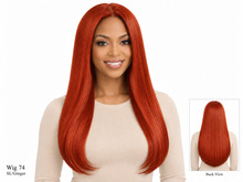 Load image into Gallery viewer, Wig 74 SL/Ginger, front view with bottom-right back-view inset
