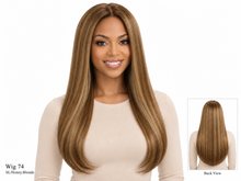Load image into Gallery viewer, Wig 74 SL/Honey.Blonde, front view with bottom-right back-view inset
