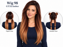 Load image into Gallery viewer, Wig 98 — GT33/Amber — front, pigtail and braided views

