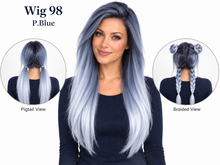 Load image into Gallery viewer, Wig 98 — P.Blue — front, pigtail and braided views
