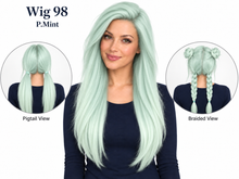 Load image into Gallery viewer, Wig 98 — P.Mint — front, pigtail and braided views
