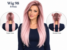 Load image into Gallery viewer, Wig 98 — P.Pink — front, pigtail and braided views
