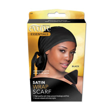 Load image into Gallery viewer, EVOLVE SATIN WRAP SCARF BLACK
