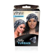 Load image into Gallery viewer, EVOLVE SILKY TURBAN, SILVER ANIMAL PRINT
