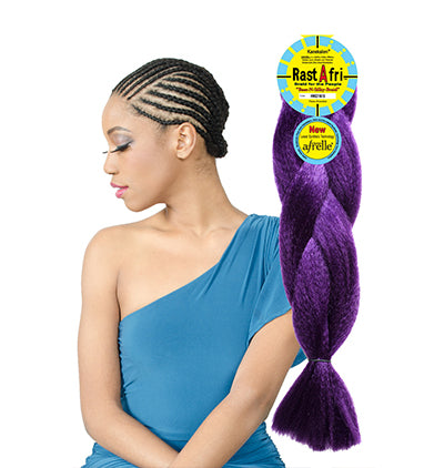 RastAfri Pre-Stretched Silky Braiding Hair, 2 PACK, BT1B/D.PURPLE